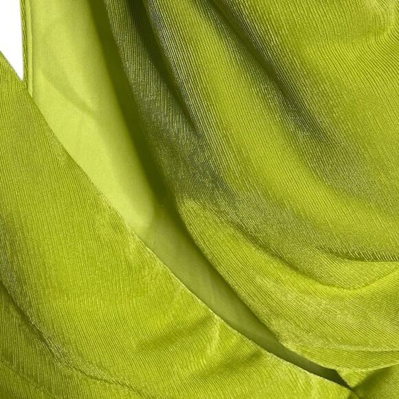 Katie May A Cut Above Gown One Shoulder Cut Out Side Slit Chartreuse Neon Gala S - Picture 7 of 12